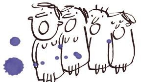 Karikatur von drei Personen.